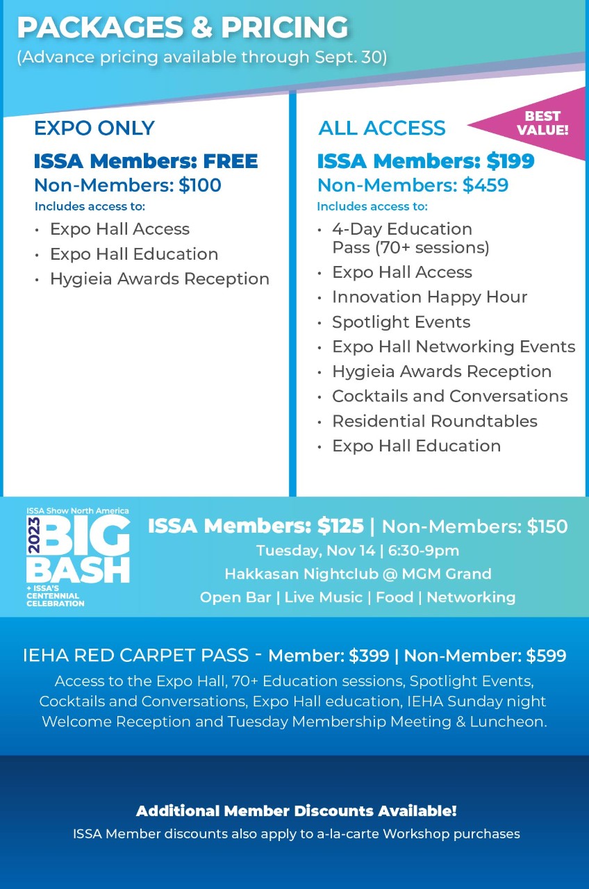 ISSA Show North America 2023 Package Advanced Pricing