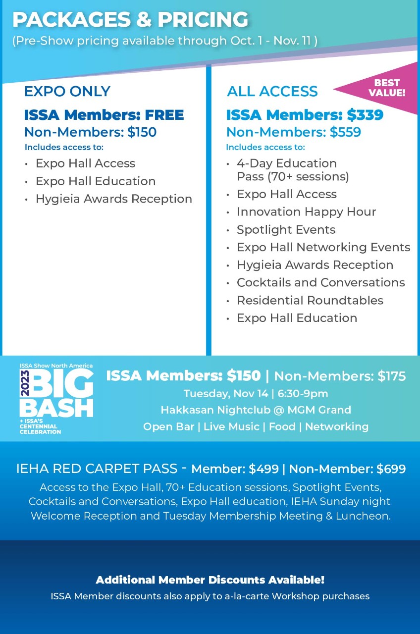 ISSA Show North America 2023 Package PreShow Pricing